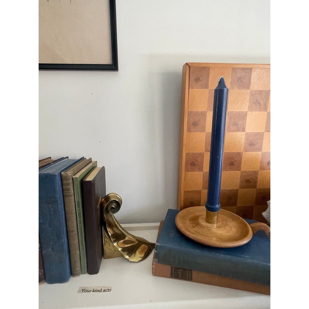 Vintage Handmade in Maine Pine Wooden Candstick Holder